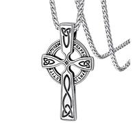 FaithHeart Collar de runa vikinga nórdica con cadena de cuerda de cuero trenzado ajustable, joyería de vikingos nórdicos con embalaje de regalo, Acero inoxidable, No es una piedra preciosa