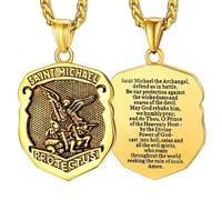 FaithHeart Collar de San Miguel, acero inoxidable/chapado en oro de 18 quilates, colgante de San Miguel Arcángel, amuleto para hombres y mujeres con embalaje de regalo, Acero inoxidable, Sin piedra