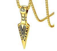 FaithHeart - Collar nórdico de Vikingos para hombre, colgante de martillo de Thor Majonir, rúnico/celta, Dios Odin de acero inoxidable/oro/negro con cadena de 55+5 cm, joyería de la suerte para