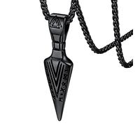 FaithHeart - Collar nórdico de Vikingos para hombre, colgante de martillo de Thor Majonir, rúnico/celta, Dios Odin de acero inoxidable/oro/negro con cadena de 55+5 cm, joyería de la suerte para