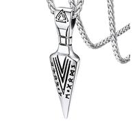FaithHeart - Collar nórdico de Vikingos para hombre, colgante de martillo de Thor Majonir, rúnico/celta, Dios Odin de acero inoxidable/oro/negro con cadena de 55+5 cm, joyería de la suerte para