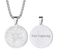 FaithHeart Collar Personalizado Sello 7 Arcangeles Acero Inoxidable 316L Hombre Talismán Protección Medalla Arcangel Miguel Talisman Padre Hijo Textos Grabados