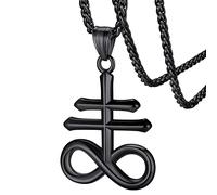FaithHeart Cruz Satánica Símbolo Químico de Azufre Collar Hombre Acero Inoxidable 316L Joyerías Milagrosas para Familias Talismán de Protección Colgantes Simples de Moda