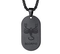 FaithHeart Escorpio Medalla Oval Colgante de Identidad Dog Tag Acero Inoxidable 316L Dijes de Buena Suerte Collar Dudadero de Hombre Mujer