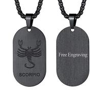 FaithHeart Escorpio Medalla Oval Colgante Personalizado de Identidad Dog Tag Acero Inoxidable 316L Dijes de Buena Suerte Collar Dudadero Negro