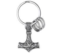 FaithHeart Llavero para Hombre Martillo de Thor Vikingo Nórdico Acero Inoxidable 316L Accesorios de Equipage para Llaves Regalo Familias Arma de Protección