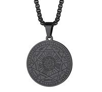 FaithHeart Medalla Sello 7 Siete Arcángeles Hombre Collar Cristiano Acero Inoxidable 316L Joyería Catolica Talismán Regalo Familia Sello Suerte Pentagram Rey Salomón