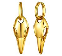 FaithHeart Pendientes Cuervos Vikingos Hombre Acero Inoxidable 316L Pendientes Calavera Gótico