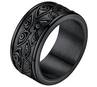 FaithHeart Regalo Anti-ansiedad Anillos Negros Ojo de Providencia Banda Ancha Anillos Hombres Acero Inoxidable 316L Joyerías Vintages de Protección para Parejas