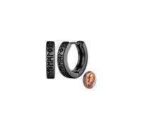 FaithHeart Runas Pendientes Hombre Acero Inoxidable Aros Vikingos Letra Runicas Clip Oreja Joyería Nórdica Espiritual Talismán Protección Regalo Reyes