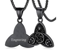 FaithHeart Triple Luna Diosa Colgante Personalizado Talismán Pentagrama Acero Inoxidable 316L Hombre Nudo Celta de Bruja Joyería Religiosa Wicca Protección Familia