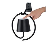 Faithorse Aplique de pared para interiores, con batería, sin conexión de corriente, lámpara LED con 3 temperaturas de color, lámpara de pared inalámbrica para dormitorio, salón, escalera (negro)