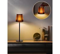 Faithorse Lámpara de mesa inalámbrica, regulable con batería, IP54, impermeable, lámpara de escritorio, lámpara táctil con 3 modos de color, lámpara recargable, luz nocturna para dormitorio (marrón)