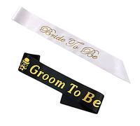 Faja de despedida de soltera - Novia para ser y novio para ser para bodas o despedidas de soltera decoraciones de fiesta (blanco y negro)