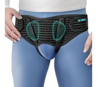 Faja de Hernia Inguinal, Braguero Hernia Inguinal Hombre con 4 Almohadillas de Compresión Extraíbles, Correa Ajustable para la Cintura(Large)