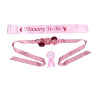 Faja de Maternidad Rosa Flores para Shower Futura Mamá | Set Festivo de Poliéster, Tamaño Ajustable y Cómodo, para Fiesta Prenatal y Fotos de Embarazo