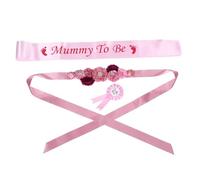 Faja Floral Rosa para Baby Shower, Set 1 unidad Ajustable | Poliéster, Uso Versátil y Cómodo, para Futura Mamá en Fiesta Prenatal