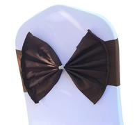 Faja for silla con pajarita de satén | Marco multicolor de la silla de la pajarita del satén for el banquete de boda del banquete del hotel(Deep Coffee)