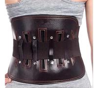 Faja lumbar de cuero para aliviar el dolor en la parte inferior de la espalda, para hombres y mujeres, cinturón de soporte de cintura con almohadillas lumbares, corrección de postura, correas fijas