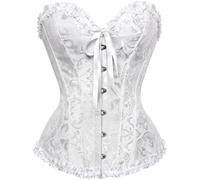 Faja Reductora Braga Mujer Pack Bragas Mujer Women Lace Off Shoulder Corset Bustier Boned Overbust Corset Bodyshaper Lingerie Top Adelgazante Faja Moldeadora Y Reductora White L