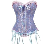 Faja Reductora Braga Mujer Pack Bragas Mujer Women Lace Off Shoulder Corset Bustier Boned Overbust Corset Bodyshaper Lingerie Top Adelgazante Faja Moldeadora Y Reductora Blue S