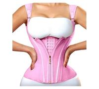 Faja Reductora Mujer Chaleco de doble compresión, corsé de entrenamiento de cintura superior con gancho de cremallera, cinturón moldeador de cuerpo for adelgazar el vientre plano(Brown corset,M)