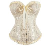 Faja Reductora Mujer Para Vestido Mejores Fajas Women Lace Off Shoulder Corset Bustier Boned Overbust Corset Bodyshaper Lingerie Top Mujer Fajas Reductoras Sujetador Reductor Beige L