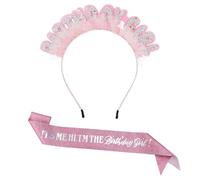 Faja y Tiara de Cumpleaños, Rosa Soy yo Hola Soy la Cumpleañera Banda con Diadema con Purpurina Lentejuelas para Mujeres Niñas Feliz Cumpleaños Fiesta Decoración Regalo Suministros