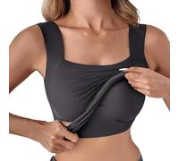 Fajas con cuello en U, sujetador sin mangas incorporado, camisola de vientre de soporte alto y delgado sin mangas de alta elasticidad para mujer, camiseta sin costuras para moldear (Negro,M)