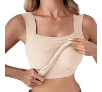 Fajas con cuello en U, sujetador sin mangas incorporado, camisola de vientre de soporte alto y delgado sin mangas de alta elasticidad para mujer, camiseta sin costuras para moldear (Piel,L)