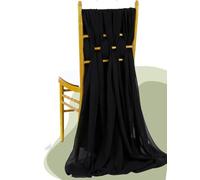 Fajas for sillas, 12 Unidades, 30 x 270 cm, de Gasa, for decoración de Bodas, Caminos de Mesa(Black)