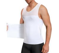 Fajas moldeadoras para hombre Camiseta moldeadora for hombre, adelgazante, tipo camiseta sin mangas, de compresión, ropa interior reductora abdomen, faja for el pecho(White,M)
