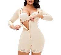 Fajas Postparto De Pecho Abierto Body Moldeador De Cuerpo Completo con Control De Barriga para Mujer Body Delgado hasta El Muslo Manga Larga Shapewear Talla Grande (Color : Skin Color, Size : S)
