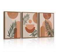 FajerminArt 3Pcs Boho Nórdico Geométrico Líneas Cuadros Decoracion Salon Con Marco, Terracota Estética Plantas Hoja Pintar Lienzos Decorativos Cuadro y láminas Decorativa Dormitorio Comedor 30x40cmx3