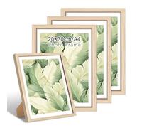 FajerminArt 4 Pack 20X30cm Marco de Fotos, Beige A4 Marco Madera MDF Natural, set de 4 Marcos Para Pósteres, Cristal Acrílico, Para fotos, Láminas y Pósteres