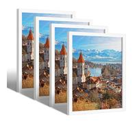 FajerminArt 4 Pack 30x40cm Marco de Fotos, Blanco A3 Marco Madera MDF Natural, set de 4 Marcos Para Pósteres, Cristal Acrílico, Para fotos, Láminas y Pósteres