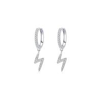 Fajewellery Pendientes de aro pequeños redondos de plata de ley 925 para mujer, corazón, estrella, luna, rayo, colgantes, pendientes de aro con caja de regalo, Plata de ley