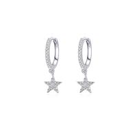 Fajewellery Pendientes de aro pequeños redondos de plata de ley 925 para mujer, corazón, estrella, luna, rayo, colgantes, pendientes de aro con caja de regalo, Plata de ley
