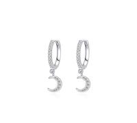 Fajewellery Pendientes de aro pequeños redondos de plata de ley 925 para mujer, corazón, estrella, luna, rayo, colgantes, pendientes de aro con caja de regalo, Plata de ley