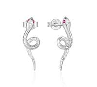 Fajewellery Pendientes de serpientes de plata de ley 925 con diseño de serpientes curvadas con circonitas para mujer, Circonita cúbica