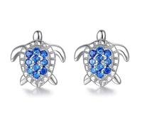 Fajewellery Pendientes de tortuga, plata de ley 925, pendientes de océano, bonitos pendientes de animales, joyas azules para mujeres y niñas
