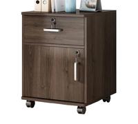 FAJNUZI2024 Armario para Documentos Archivador de Oficina, un cajón Madera con una Puerta, gabinete Almacenamiento, archivador Cerradura, Rueda, Lateral pequeño Deslizante(Bruin)