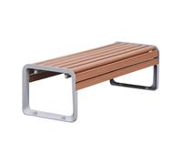 FAJNUZI2024 Banco Jardín Banco de Exterior for Parque, Asiento de Ocio de Madera for jardín, con Patas de Silla de Aluminio Fundido, sin Respaldo Asiento Parque(Medio)