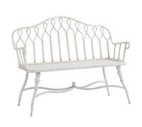 FAJNUZI2024 Banco Jardín Banco de jardín Exterior de 120 cm con Respaldo, de Hierro Blanco Retro, Ideal for terraza, balcón y Patio. Asiento Parque