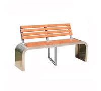 FAJNUZI2024 Banco Jardín Banco de Parque Exterior con Respaldo de Acero Inoxidable, Asiento de Madera Color marrón Asiento Parque