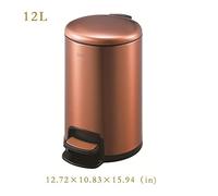 FAJNUZI2024 Cubo Basura Bote de basura redondo de acero inoxidable con tapa, Pedal de pie de alta calidad, Hotel, hogar, sala de estar, cocina, baño creativo, 12 unidades Bote Basura(Gold)
