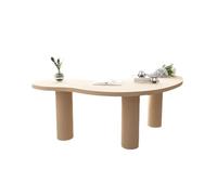 FAJNUZI2024 Escritorio para Ordenador Escritorio Minimalista Moderno de Oficina Madera Maciza computadora Creativo en Forma Arco diseño for el hogar una Sola(Beige,220 * 80 * 75cm)