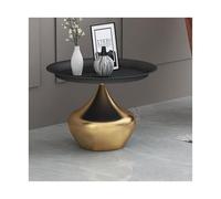 FAJNUZI2024 Mesa Centro salón Mesa Auxiliar Redonda de 23,6 Pulgadas, Mesa construcción Metal Resistente for Sala Estar, mesita Noche, Centro Moderna for Espacios pequeños(Black+Gold)