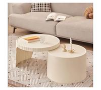 FAJNUZI2024 Mesa Centro salón Moderna Mesa de Centro Plegable anidada, mesas Redondas escalables for Sala Estar, cafetería, Central Elegante, Decorativas apilables, Que se expanden hasta 41.3"(Beige)