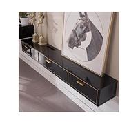 FAJNUZI2024 Mueble bajo para colgar en la pared con estante de pared para colgar en dormitorios y salones, armario de TV (negro, mediano)